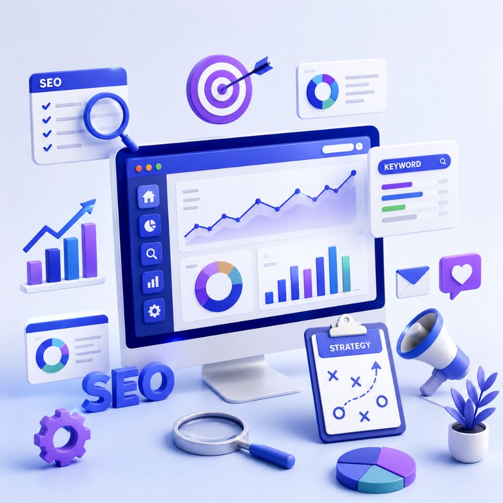 Professional business growth chart with digital marketing concept, analytics dashboard, financial graphs, performance metrics, and online business growth visualization.